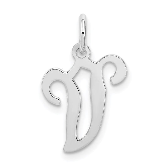 Sterling Silver Rhodium-plated Stamped Letter V Initial Charm QC4163V