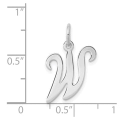 Sterling Silver Rhodium-plated Stamped Letter W Initial Charm QC4163W