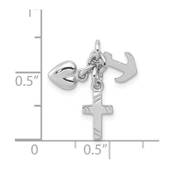 Sterling Silver Rhodium-plated Faith, Hope & Charity Charm QC4250