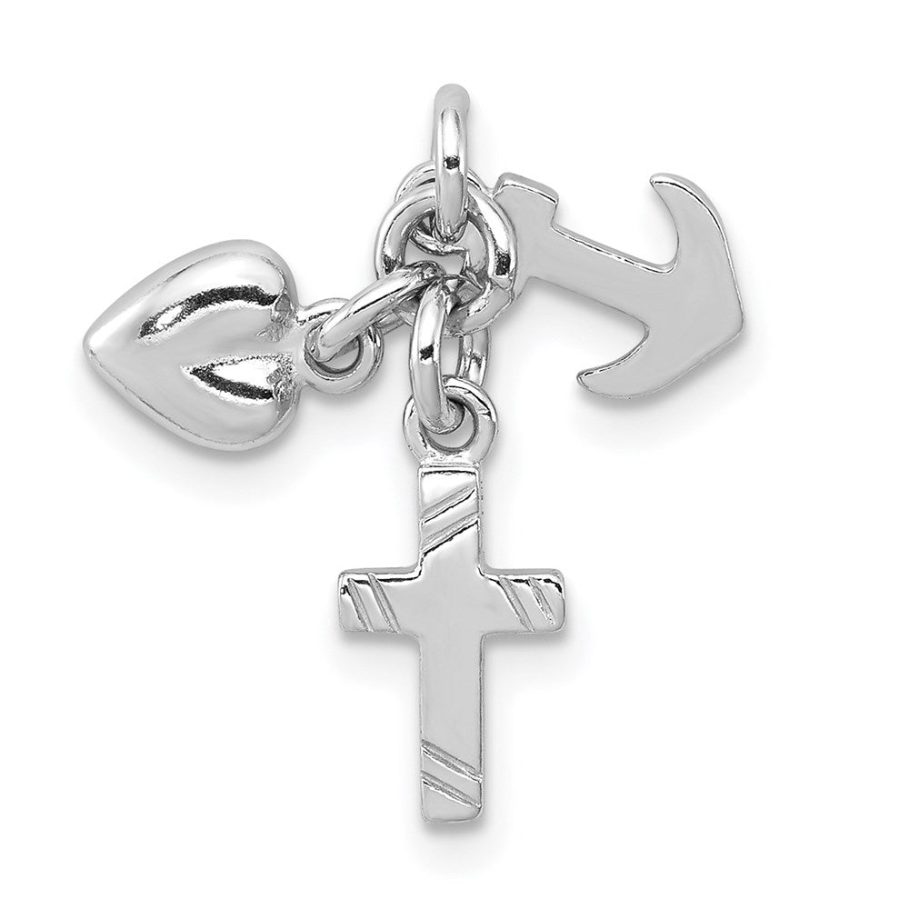 Sterling Silver Rhodium-plated Faith, Hope & Charity Charm QC4250