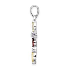 Sterling Silver Rhodium-plated Multi-Color CZ Cross Pendant QC4322