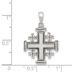 Sterling Silver Antiqued Jerusalem Crusader Pendant QC4327