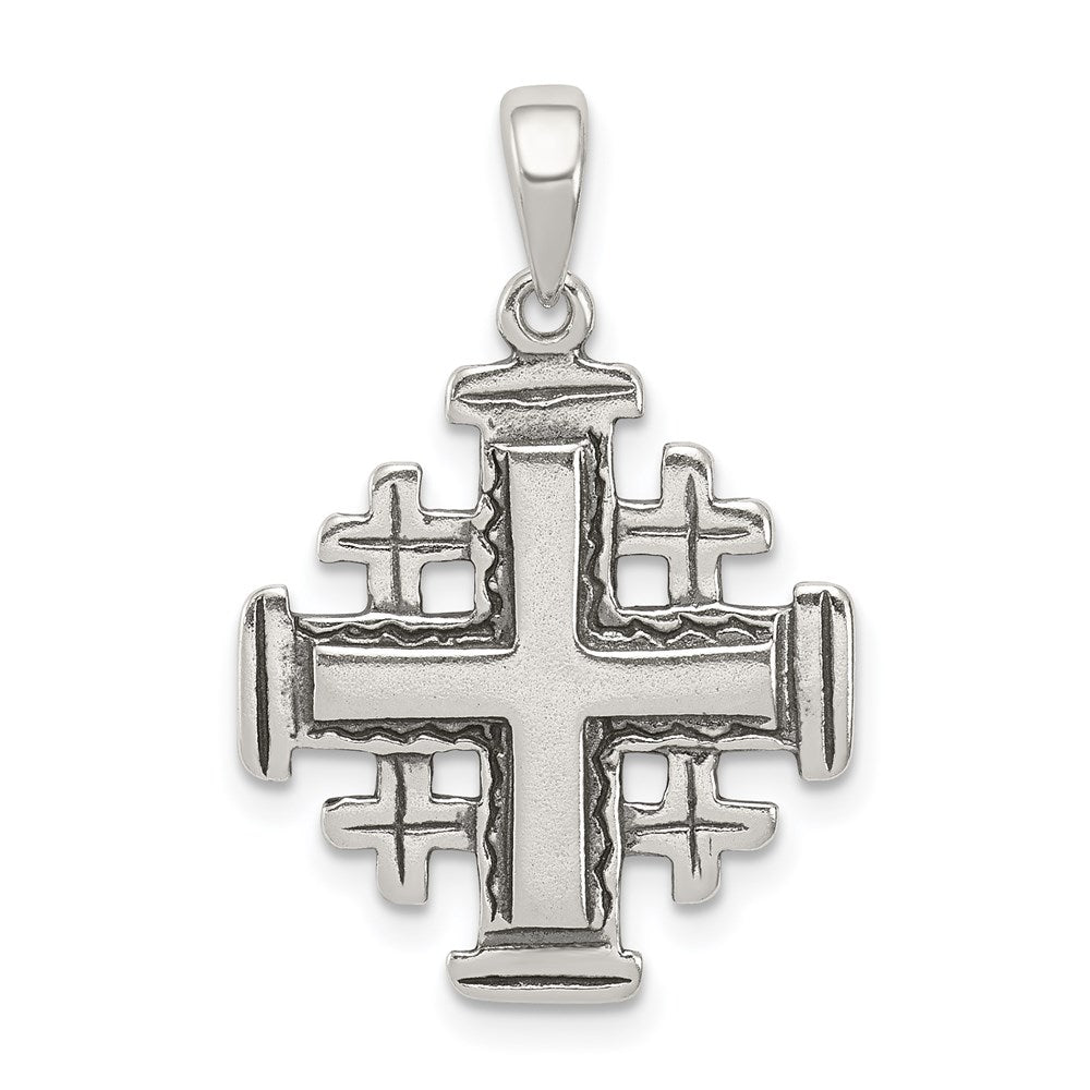 Sterling Silver Antiqued Jerusalem Crusader Pendant QC4327