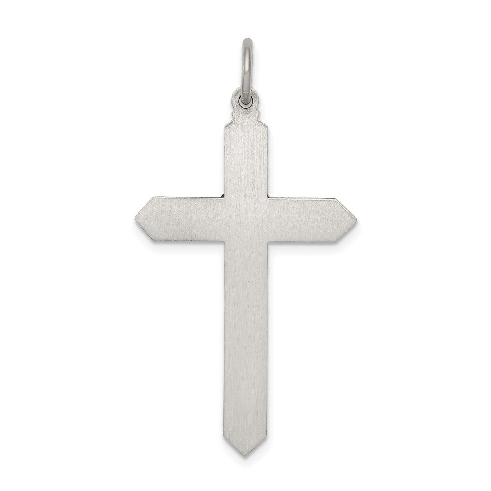 Sterling Silver Antiqued February Glass Birthstone Cross Pendant QC4329