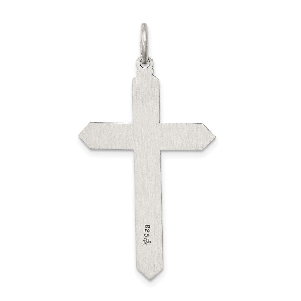 Sterling Silver Antiqued March Glass Birthstone Cross Pendant QC4330
