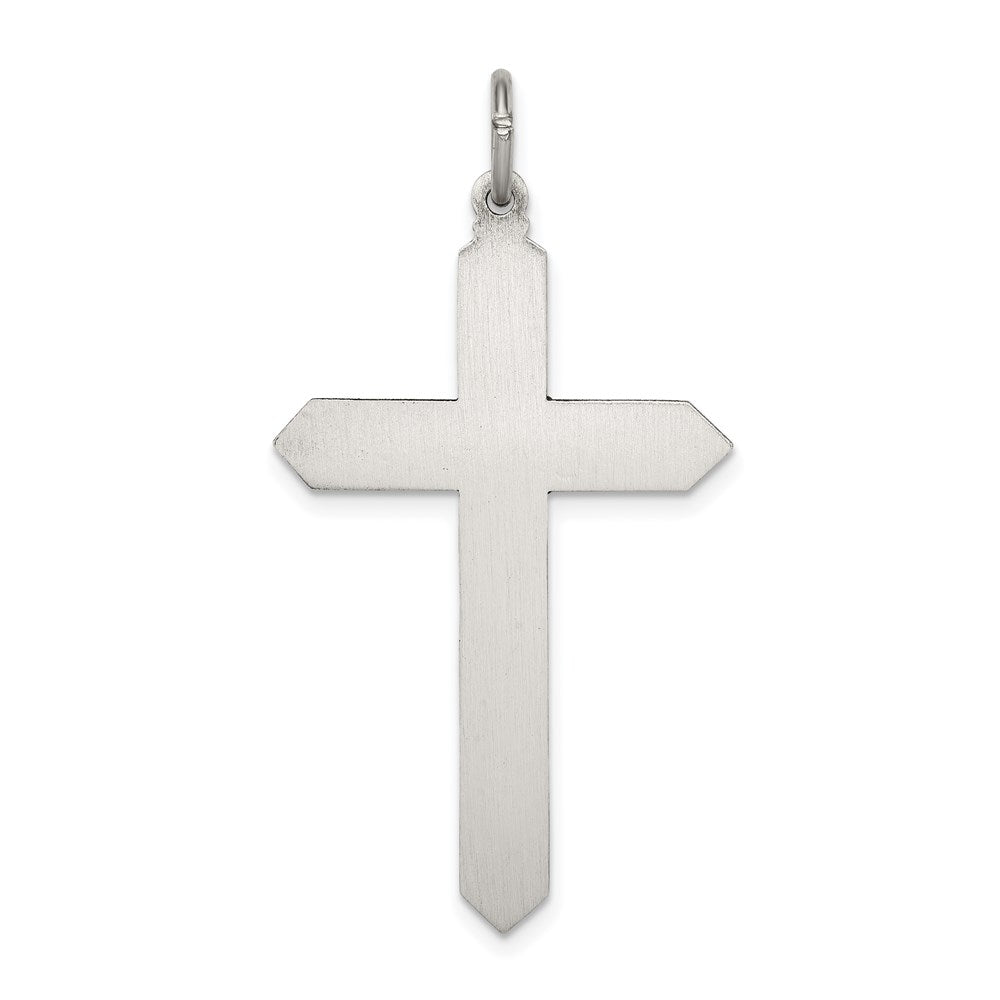 Sterling Silver Antiqued April Glass Birthstone Cross Pendant QC4331