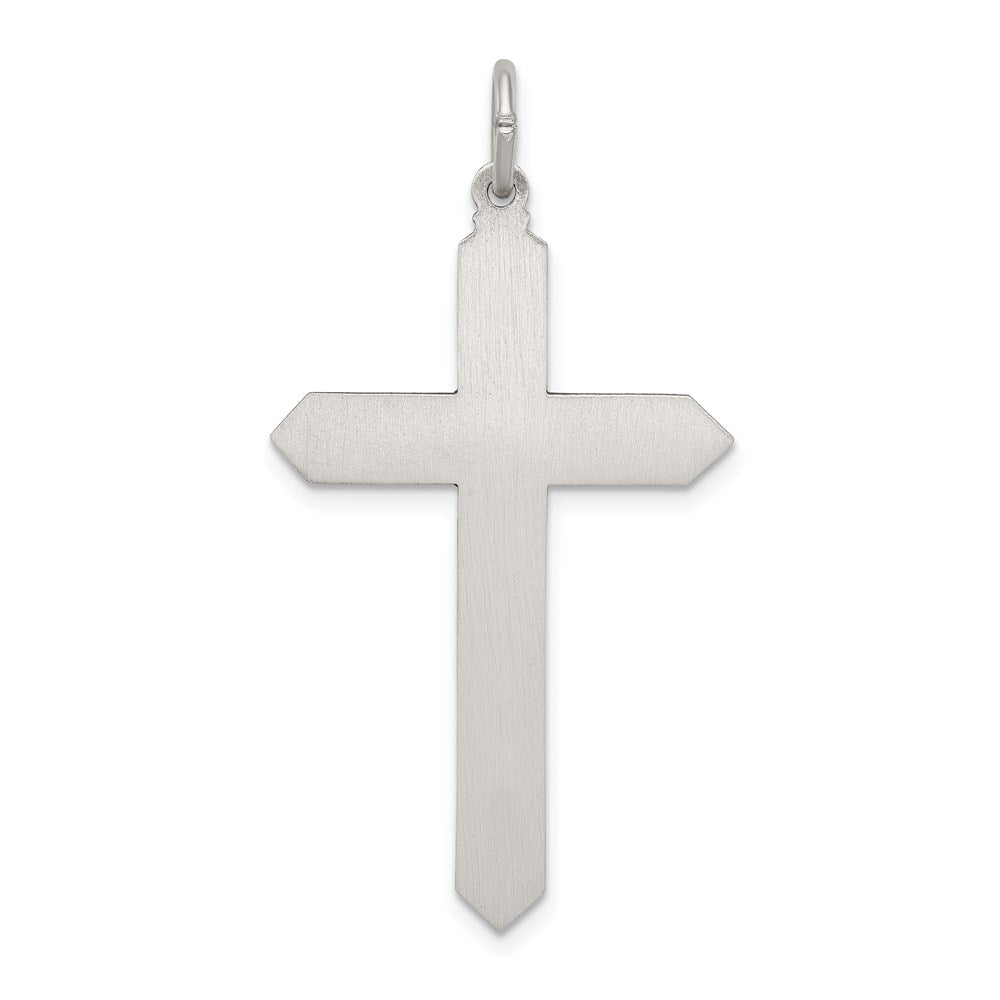 Sterling Silver Antiqued August Glass Birthstone Cross Pendant QC4335
