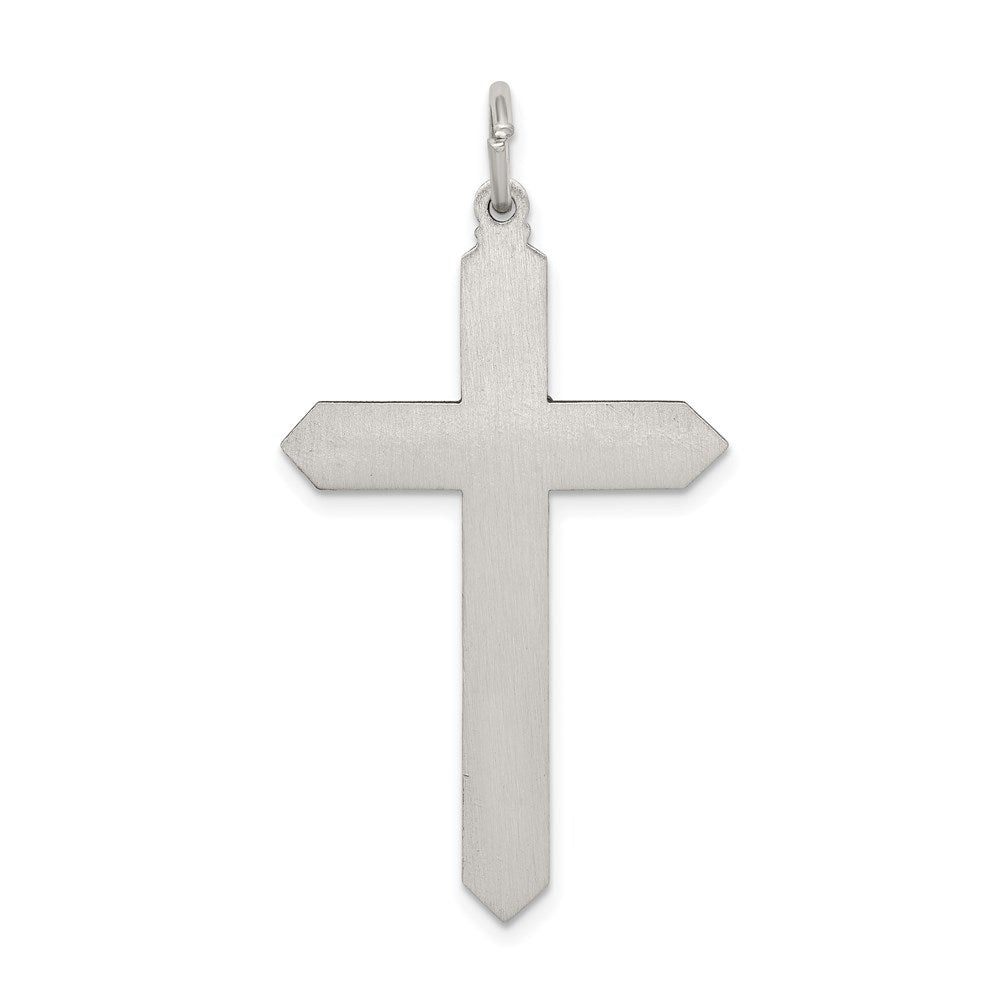 Sterling Silver Antiqued September Glass Birthstone Cross Pendant QC4336