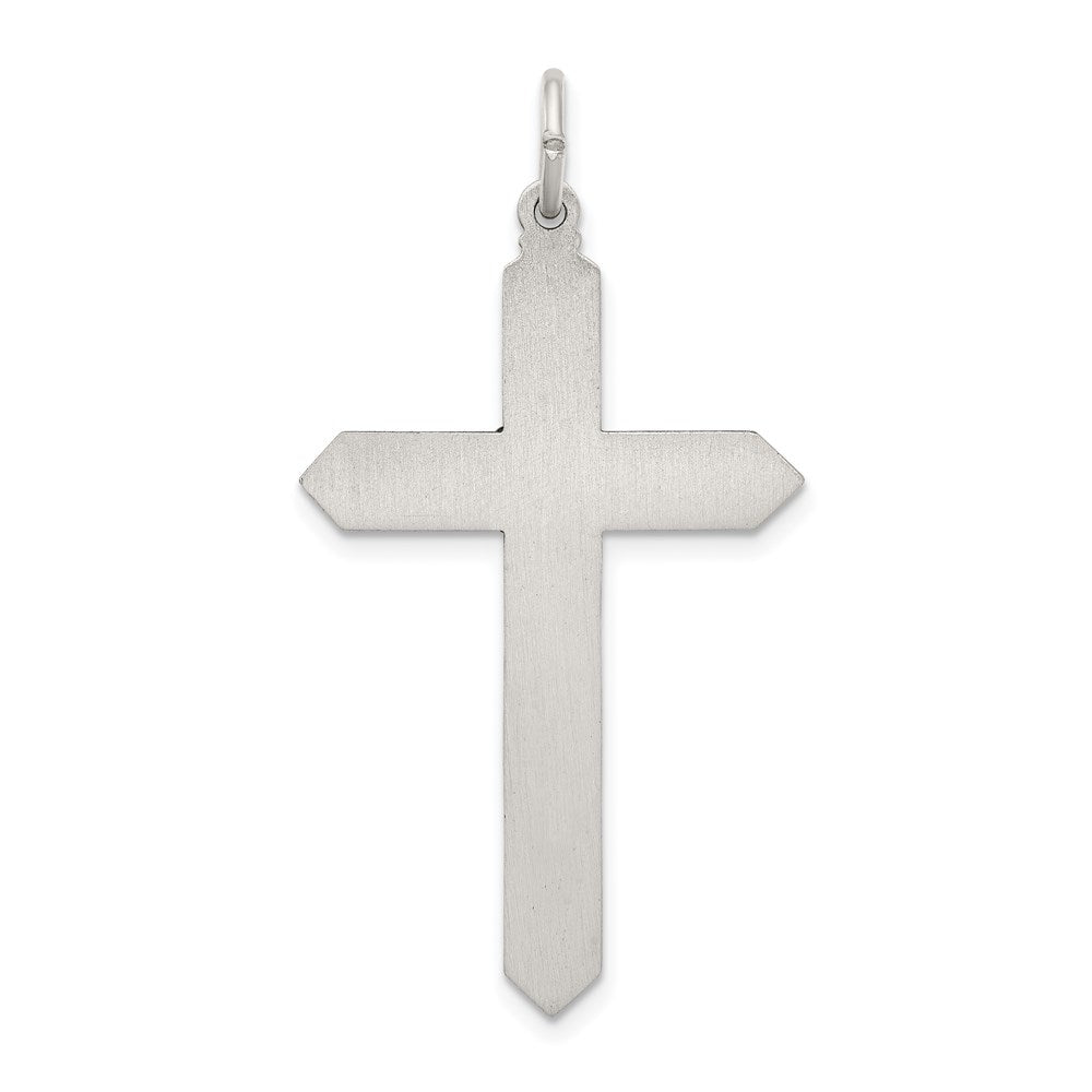 Sterling Silver Antiqued October Glass Birthstone Cross Pendant QC4337