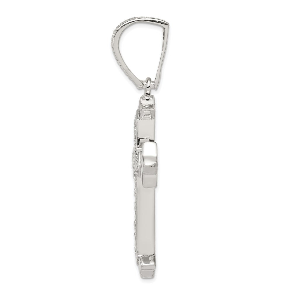 Sterling Silver Rhodium-plated CZ Cross Pendant QC4349