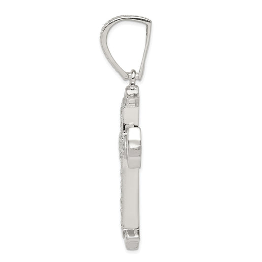 Sterling Silver Rhodium-plated CZ Cross Pendant QC4349