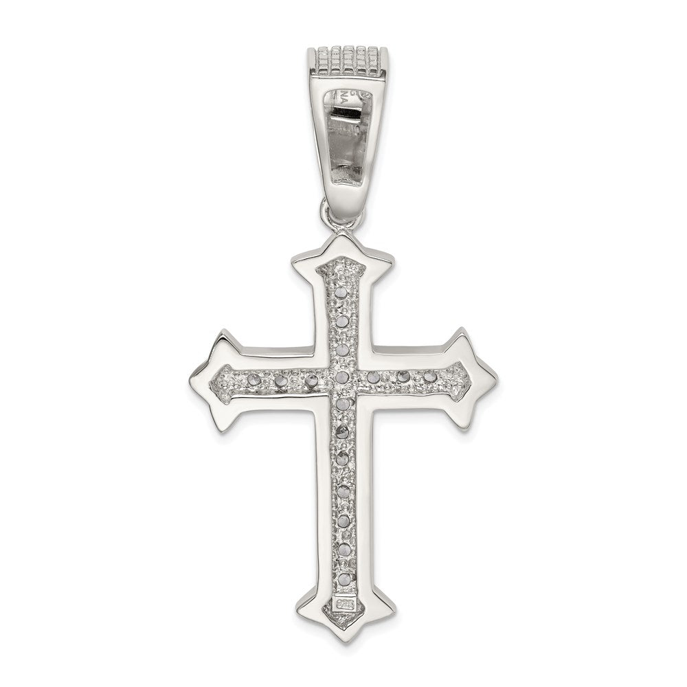 Sterling Silver Rhodium-plated CZ Cross Pendant QC4349