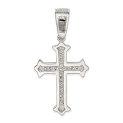 Sterling Silver Rhodium-plated CZ Cross Pendant QC4349