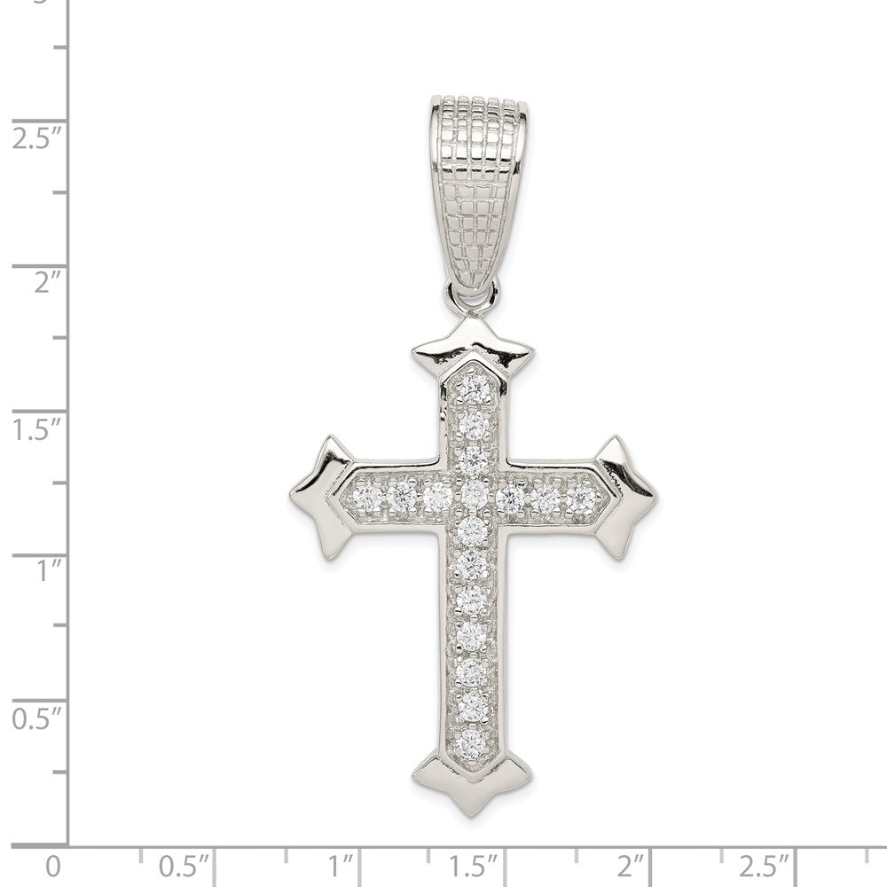 Sterling Silver Rhodium-plated CZ Cross Pendant QC4349
