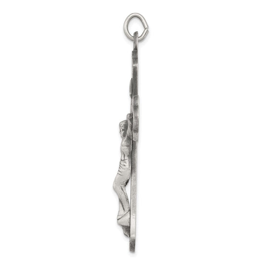 Sterling Silver Antiqued INRI Crucifix Pendant QC435