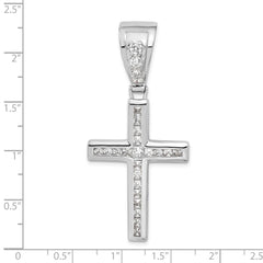 Sterling Silver Rhodium-plated CZ Cross Pendant QC4350