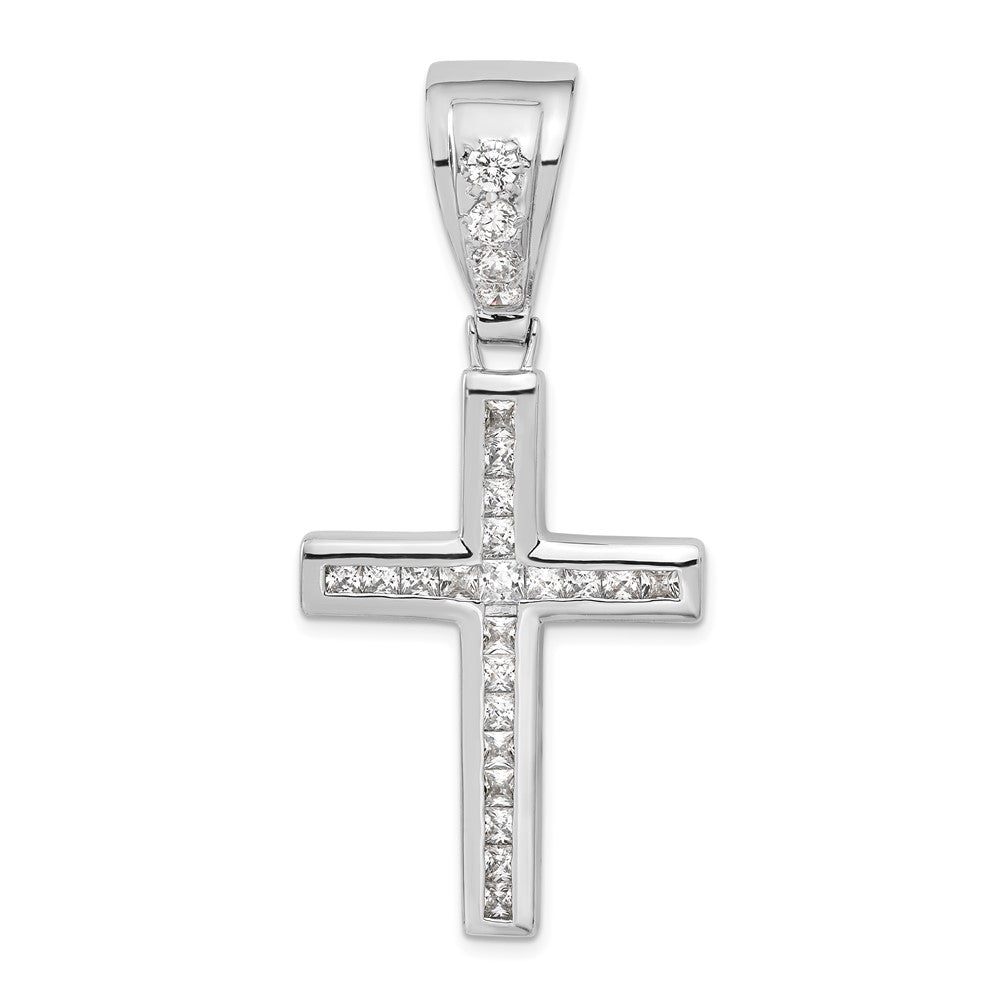 Sterling Silver Rhodium-plated CZ Cross Pendant QC4350