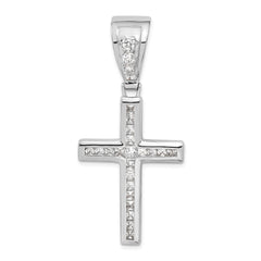 Sterling Silver Rhodium-plated CZ Cross Pendant QC4350