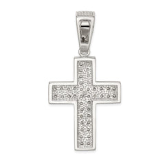 Sterling Silver Rhodium-plated CZ Cross Pendant QC4355