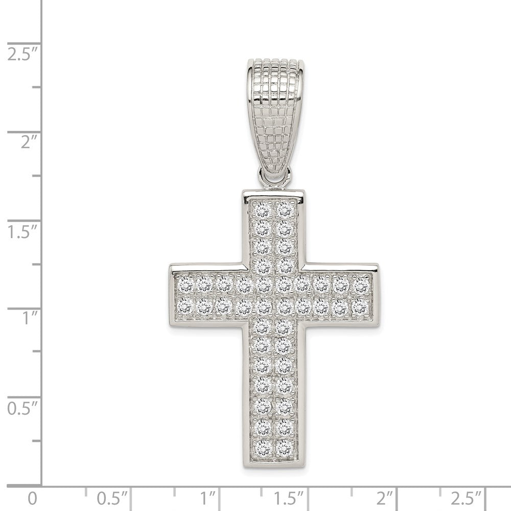 Sterling Silver Rhodium-plated CZ Cross Pendant QC4355