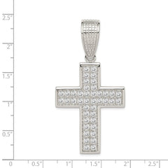 Sterling Silver Rhodium-plated CZ Cross Pendant QC4355