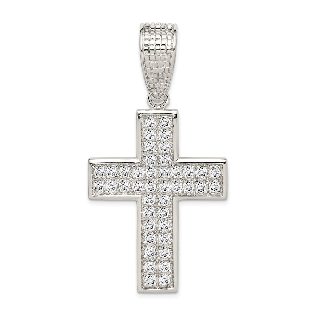 Sterling Silver Rhodium-plated CZ Cross Pendant QC4355