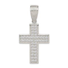 Sterling Silver Rhodium-plated CZ Cross Pendant QC4355