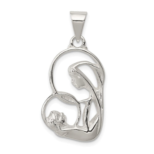 Sterling Silver Blessed Mary & Child Jesus Charm QC4386