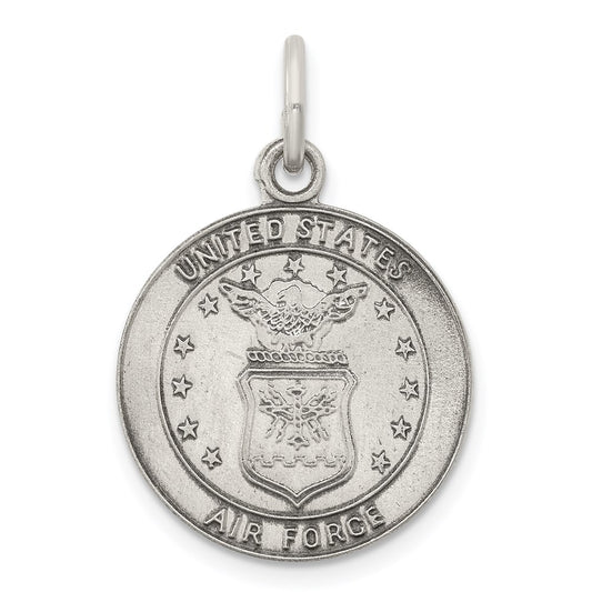 Sterling Silver Antiqued U.S. Air Force Medal Charm QC4411