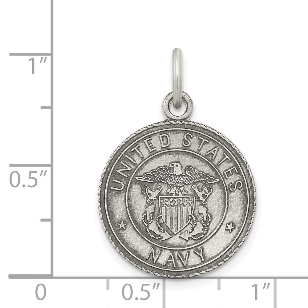 Sterling Silver Antiqued U.S. Navy Medal QC4414