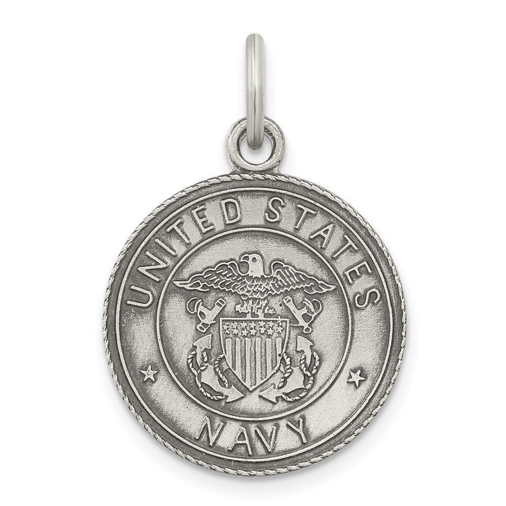 Sterling Silver Antiqued U.S. Navy Medal QC4414