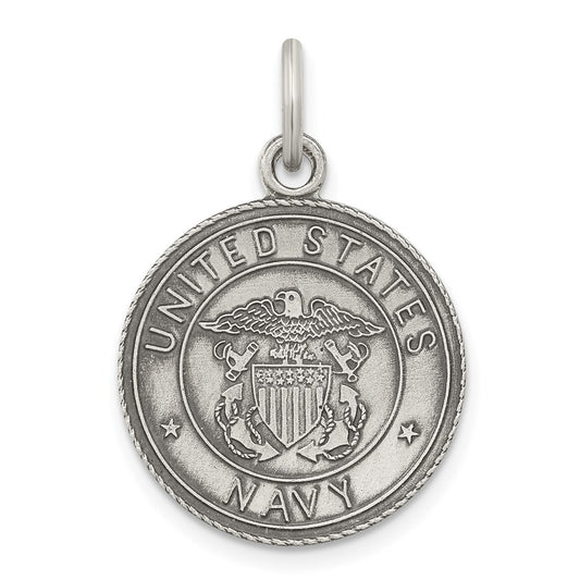 Sterling Silver Antiqued U.S. Navy Medal QC4414