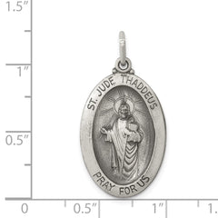 Sterling Silver Antiqued Saint Jude Thaddeus Medal QC442