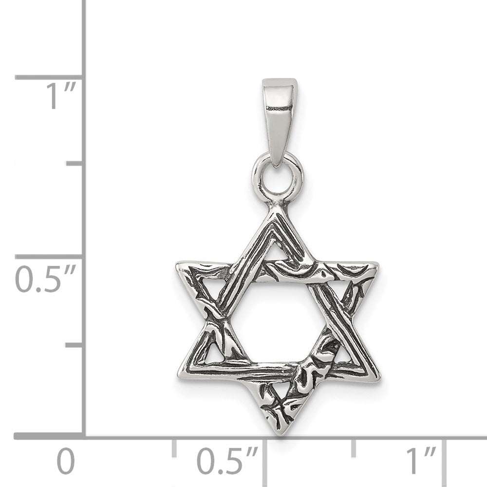 Sterling Silver Antiqued Star of David Charm QC4435