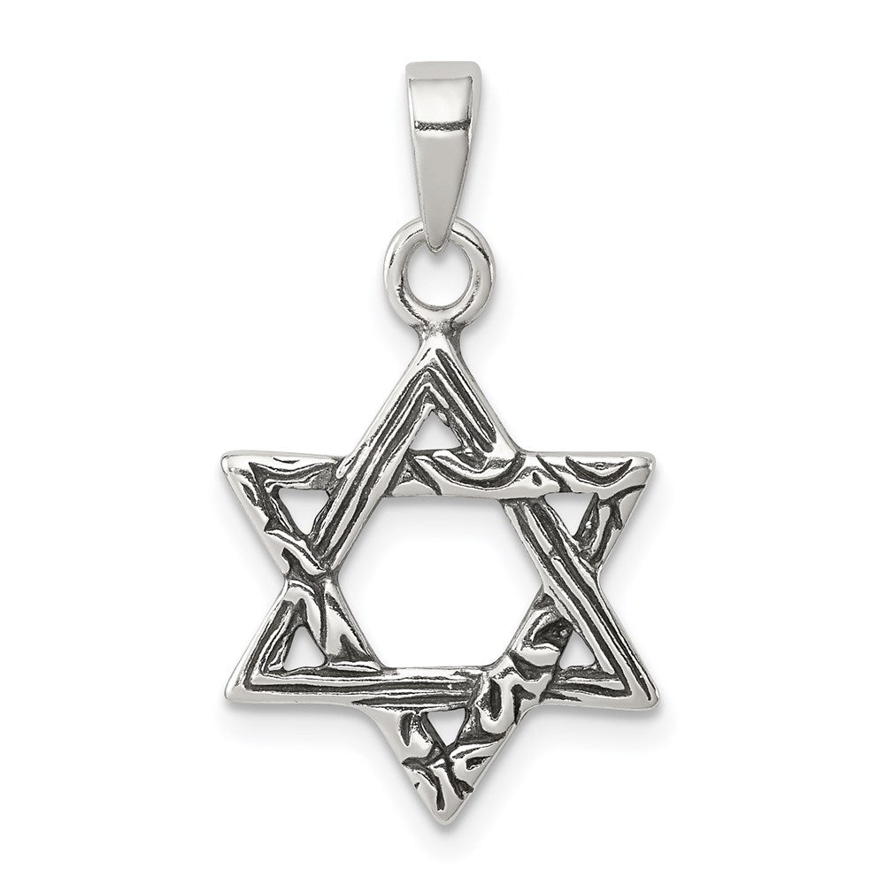 Sterling Silver Antiqued Star of David Charm QC4435