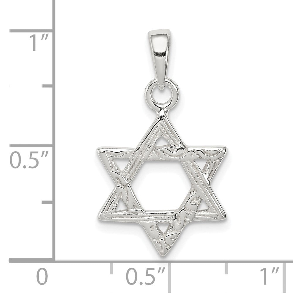 Sterling Silver Textured Star of David Pendant QC4436