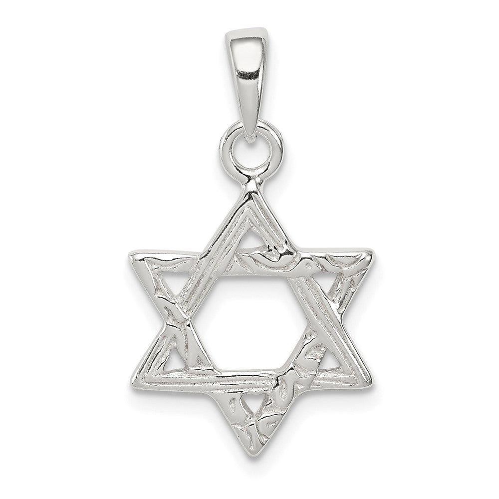 Sterling Silver Textured Star of David Pendant QC4436