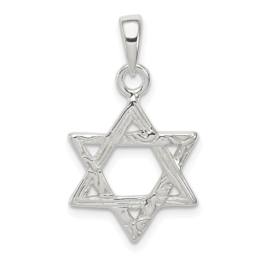 Sterling Silver Textured Star of David Pendant QC4436