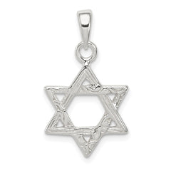 Sterling Silver Textured Star of David Pendant QC4436
