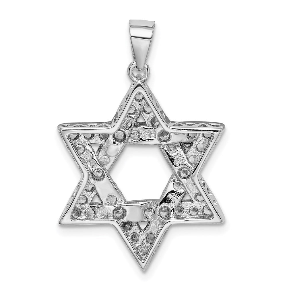Sterling Silver Rhodium-plated CZ Star of David Pendant QC4439