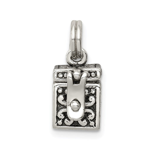 Sterling Silver Antiqued Angel Prayer Box Charm QC4460