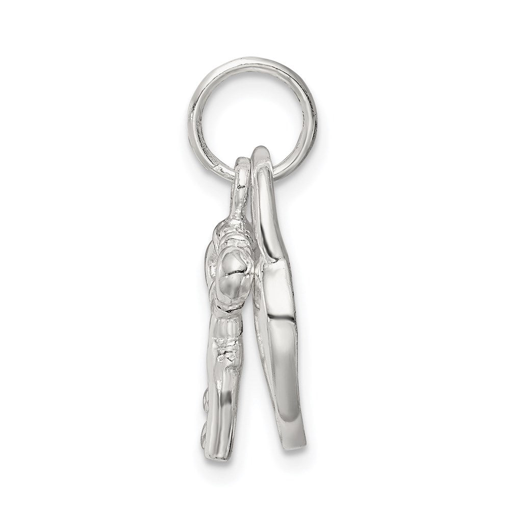 Sterling Silver Rhodium-plated Heart & Key Charm QC4602