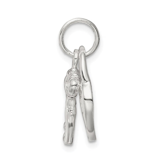 Sterling Silver Rhodium-plated Heart & Key Charm QC4602