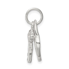 Sterling Silver Rhodium-plated Heart & Key Charm QC4602