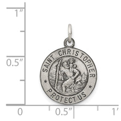 Sterling Silver Antiqued St. Christopher Medal QC462