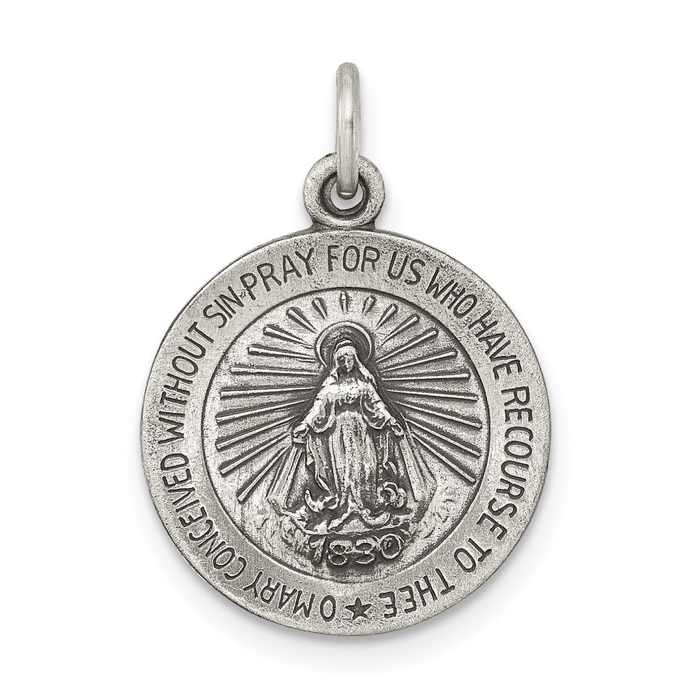 Sterling Silver Antiqued Miraculous Medal QC463