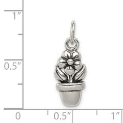 Sterling Silver Antique Flower in a Pot Charm QC4649