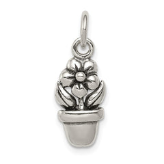 Sterling Silver Antique Flower in a Pot Charm QC4649