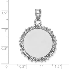 Sterling Silver Rh-plt Fancy Round Polished Front/Satin Back Pendant QC4702