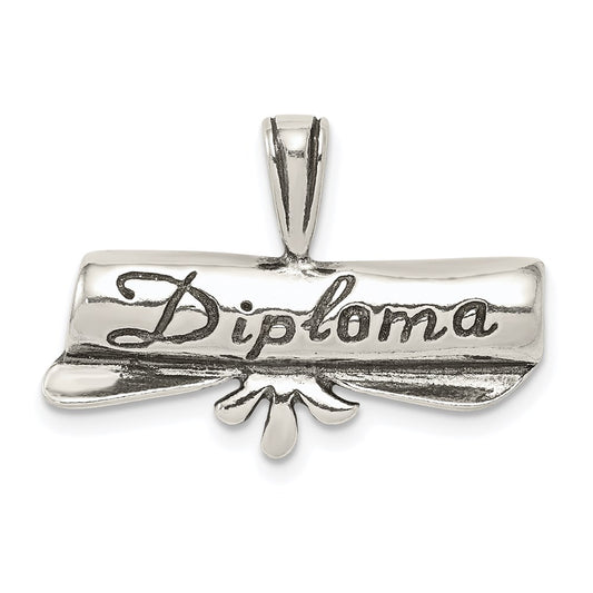 Sterling Silver Polish & Antique Diploma Pendant QC4703